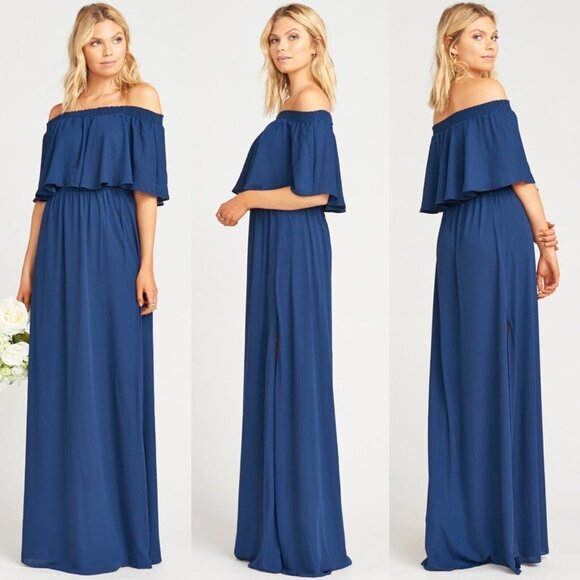 NWT Show Me Your Mumu Hacienda Dress Navy Chiffon Size XX-S - Picture 1 of 6